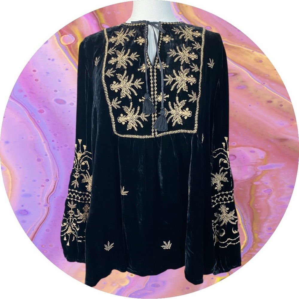 Johnny Was Palmira Curved Hem Prairie Blouse